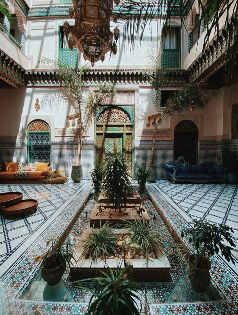 Riads: Traditional Moroccan houses built around central courtyards