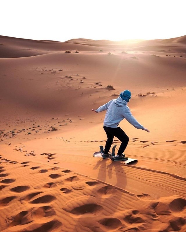 Sandboarding, Merzouga, Morocco